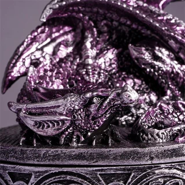 Purple Resin Sleeping Dragon - Dice Storage