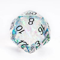 Thumbnail for D20 Dice Sharp 30mm Facet Candy Black Font Clear