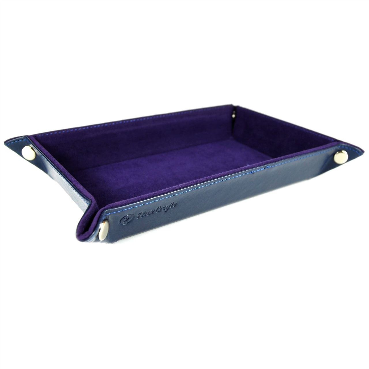 Purple Velvet & Blue PU Leather - Rectangle Hard Dice Tray