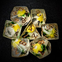 Thumbnail for Yellow Mushroom in Clear Resin - 7pcs RPG Full Dice Set