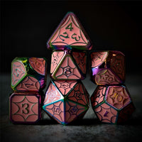 Thumbnail for Pink Spider's Web in Rainbow Metal - 7pcs RPG Dice Set