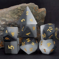 Thumbnail for Frosted Grey Cat Eye Gemstone - 7pcs RPG Dice Set