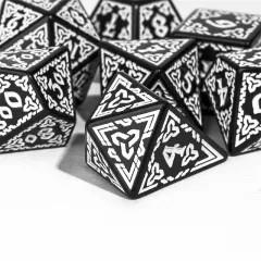 White Celtic Knot on Black Acrylic - 7pcs RPG Full Dice Set