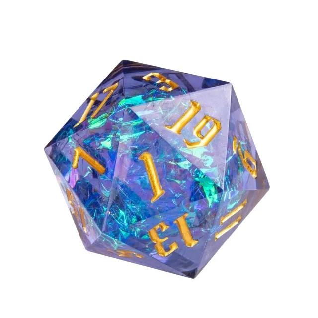 D20 Dice Sharp 33mm Candy Gold Font Purple