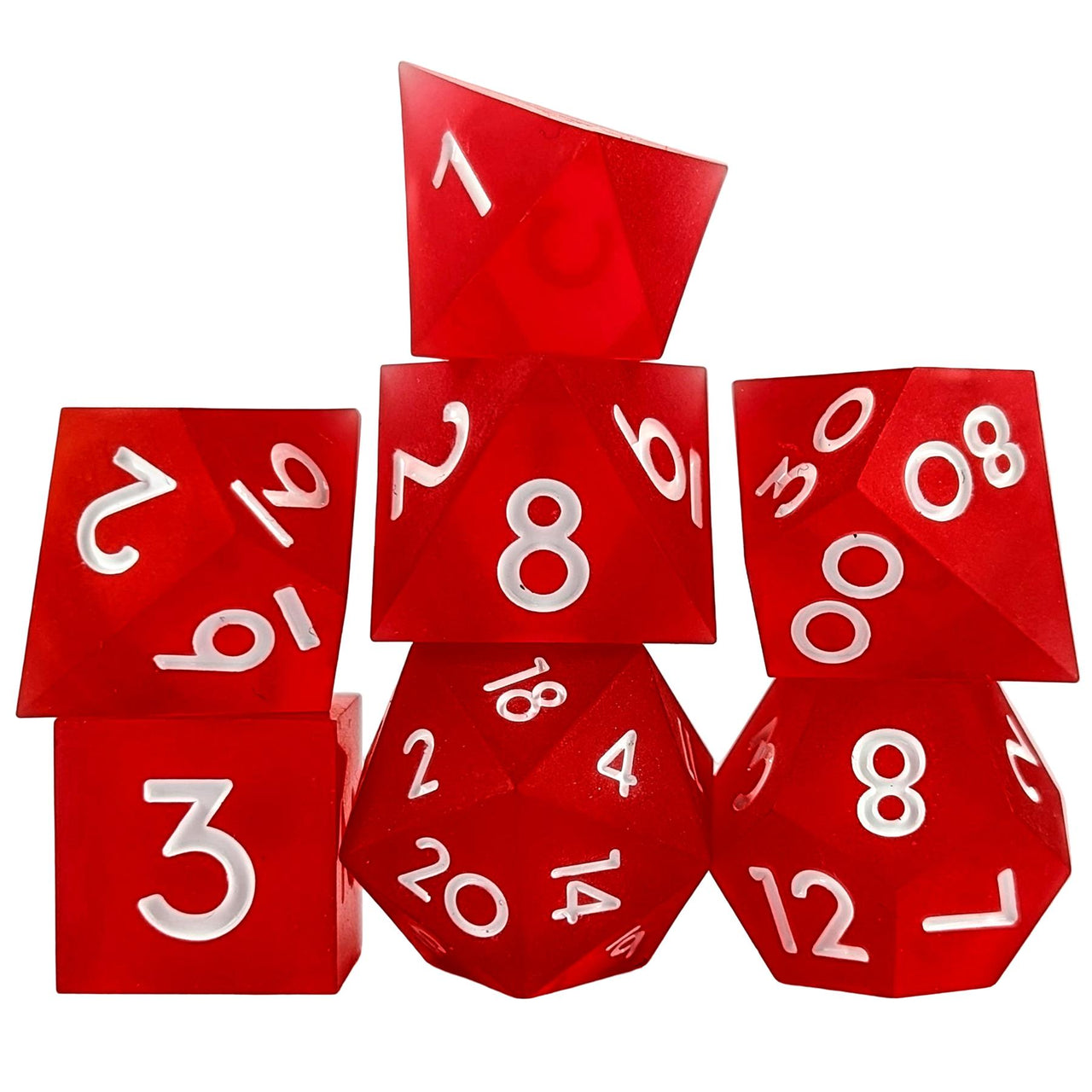 7pcs Dice Sharp Frosted Red