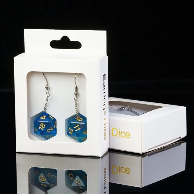 Blue Resin - D20 Earings