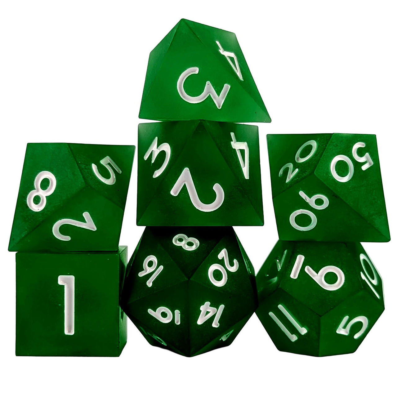 7pcs Dice Sharp Frosted Green