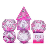 Thumbnail for Layered Pink & Clear Sharp Resin - 7pcs RPG Dice Set