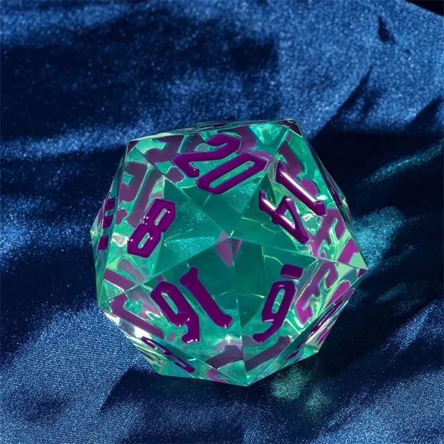 Clear & Green Sharp Acrylic - D20 RPG Dice