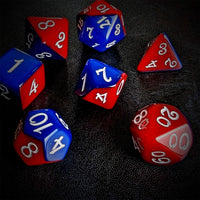 Thumbnail for Blend of Red & Blue Acrylic - 7pcs RPG Full Dice Set Scatter