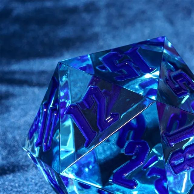 Clear & Blue Sharp Acrylic  - D20 RPG Dice