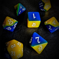 Thumbnail for Blend of Yellow & Blue Acrylic - 7pcs RPG Full Dice Set Scatter