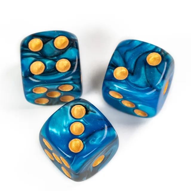 16mm Blue & Black Acrylic  - 6pcs D6 RPG Dice Set