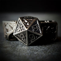 Thumbnail for Silver Metal with Dragon Font - 7pcs RPG Dice Set