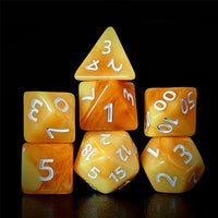 Thumbnail for Blend of Orange & Yellow Acrylic - 7pcs RPG Full Dice Set Dark Stack