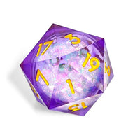 Thumbnail for Silver Glitter in Clear & Purple Liquid Sharp Resin - D20 RPG Dice