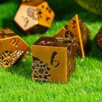 Thumbnail for Lotus Flower in Gold Metal - 7pcs RPG Dice Set