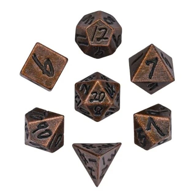 Worn Wash and Copper Dwarven Totem with Mini Dice - Pendant