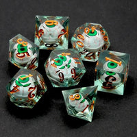 Thumbnail for Eye Ball in Green & Clear Liquid Filled Sharp Resin - 7pcs RPG Dice Set