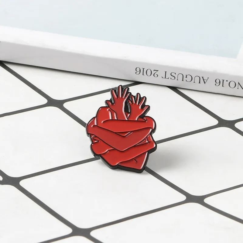 Red Arms Heart Pin - Novelty