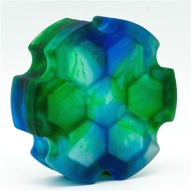 Frosted Blue & Green Resin with 7 Slots - Dice Storage