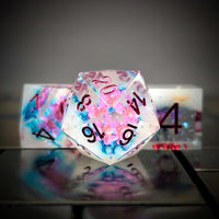 Thumbnail for 7pcs Dice Sharp Filled Purple Font Pink Flower Clear