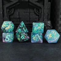 Thumbnail for 7pcs Dice Resin Glitter Blue Font Black Blue