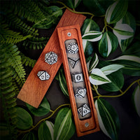 Thumbnail for White Lattice on Black Acrylic - 7pcs RPG Full Dice Set