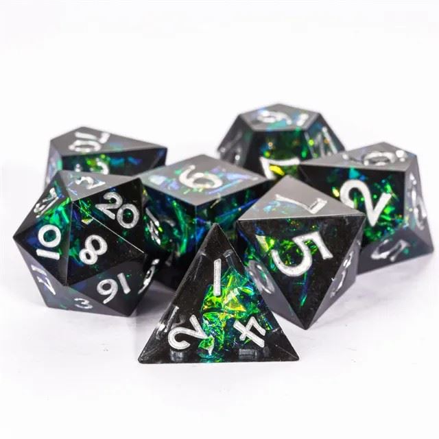 Candy in Black Mini Sharp Resin - 7pcs RPG Dice Set