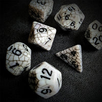 Thumbnail for Cracked Black on White Acrylic - 7pcs RPG Full Dice Set