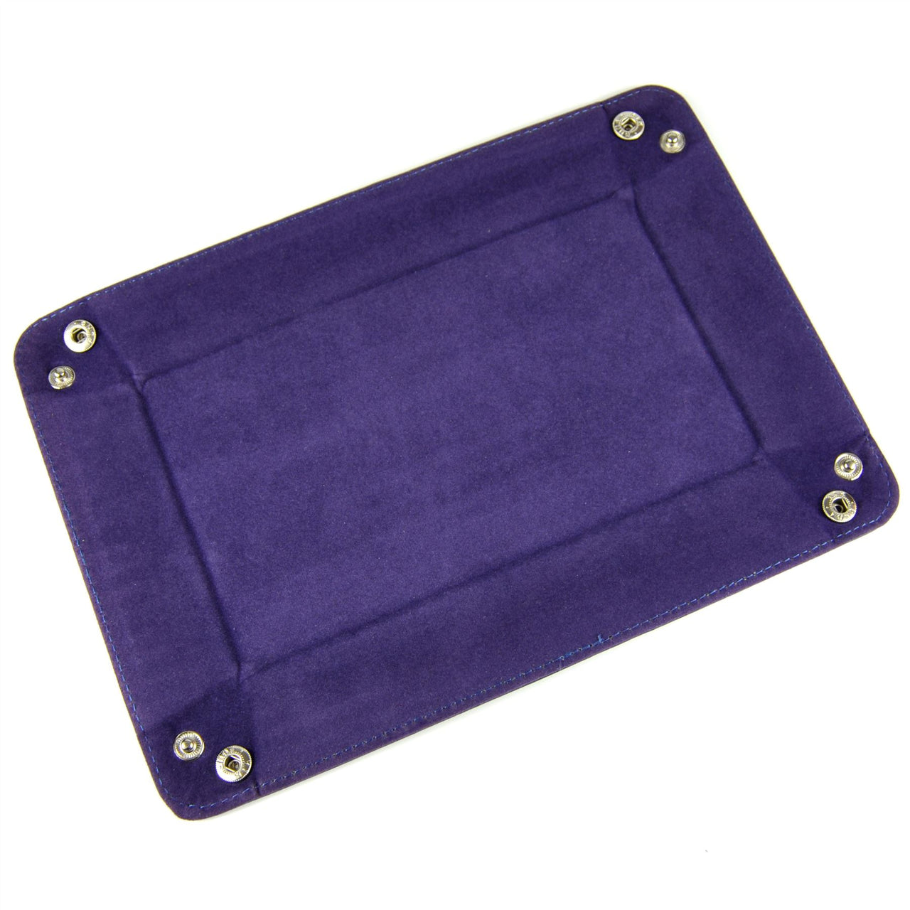 Purple Velvet & Blue PU Leather - Rectangle Hard Dice Tray