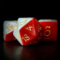 Thumbnail for Blend of Red & White Acrylic - 7pcs RPG Full Dice Set Close