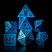 Thumbnail for 7pcs RPG Full Dice Set - Black Pattern on Blue Resin