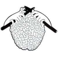 Thumbnail for White Knitting Brain Pin - Novelty