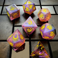 Thumbnail for Moon on Purple with Black Swirl Sharp Resin - 7pcs RPG Dice Set