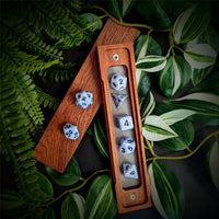 Thumbnail for Cracked Blue on White Acrylic - 7pcs RPG Full Dice Set