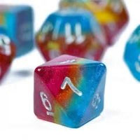 Thumbnail for 7pcs Dice Resin Layer Silver Font Pansexual Red Yellow Blue