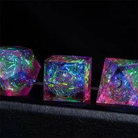 Thumbnail for Beasts on Clear & Pink with Candy Sharp Resin - 7pcs RPG Dice Set