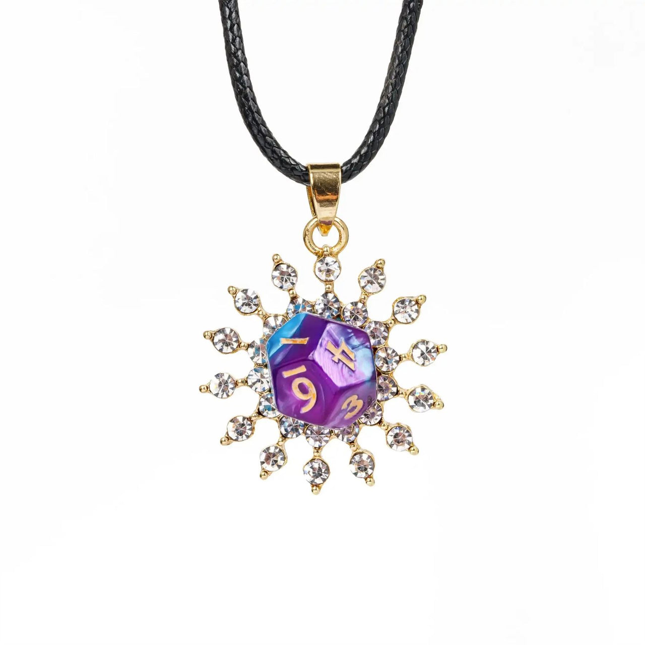 Blue & Purple with Gold Chain D12 Necklace