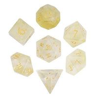 Thumbnail for 7pcs Dice Gem Stone Quartz Gold Font Yellow White