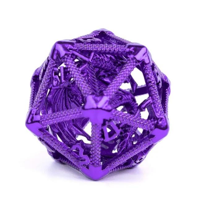 Dragon in Purple Metal - Hollow D20 RPG Dice