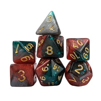 Thumbnail for Glitter in Red & Green Acrylic - 7pcs RPG Full Dice Set White Stack