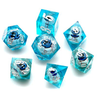 Thumbnail for Eye Ball in Clear & Blue Liquid Filled Sharp Resin - 7pcs RPG Dice Set