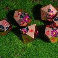 Thumbnail for Purple Lotus Flower in Copper Metal - 7pcs RPG Dice Set