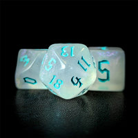 Thumbnail for Glitter in White Acrylic with Ice Font - 7pcs RPG Full Dice Set