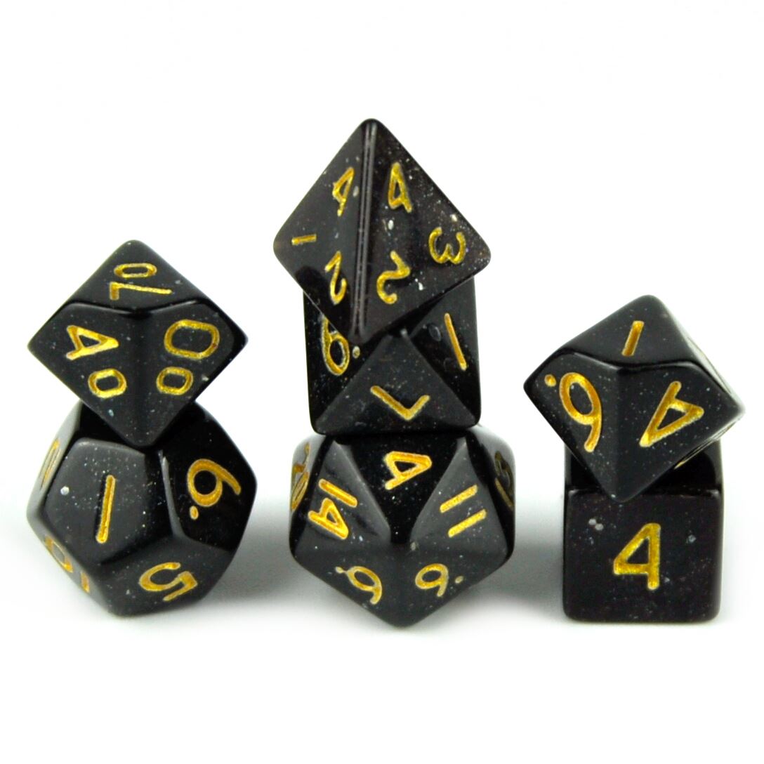 Glitter in Black Acrylic - 7pcs RPG Mini Dice Set