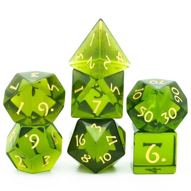 Green Glass - 7pcs RPG Dice Set