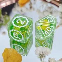 Thumbnail for 7pcs Dice Resin Pattern Flower White Font Clear Green