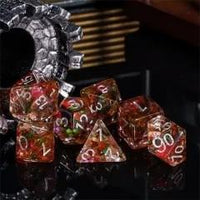 Thumbnail for 7pcs Dice Resin Swirl White Font Clear Red