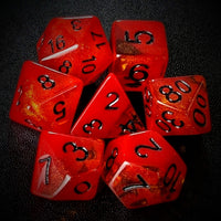 Thumbnail for Layered Red & Amber with Shimmer Resin - 7pcs RPG Full Dice Set